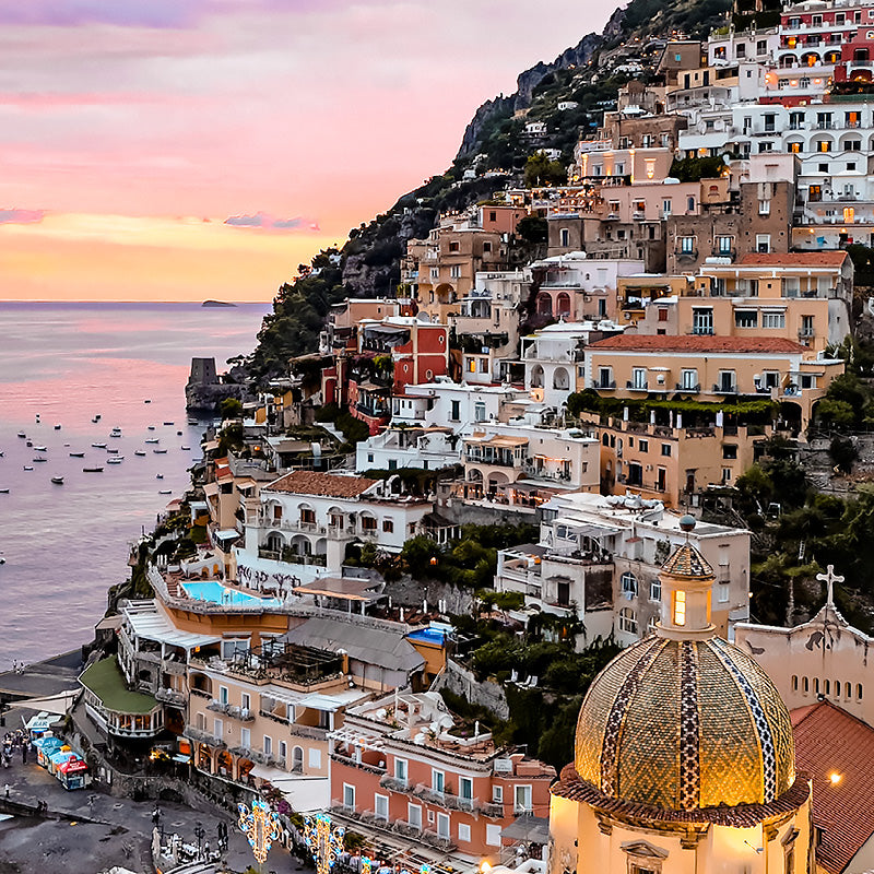 View of Positano during sunset