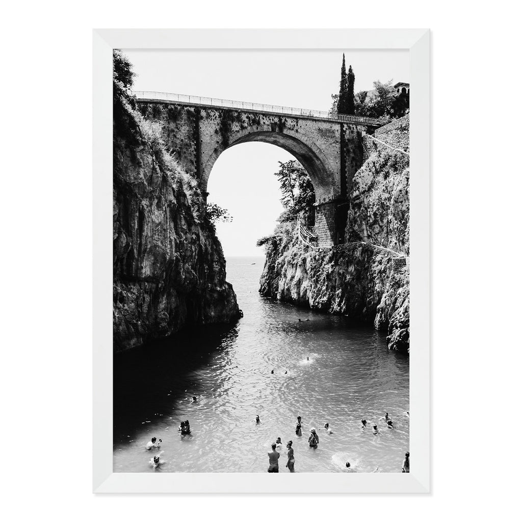 Black & White Fiordo di Furore Photo Print A3 White Frame