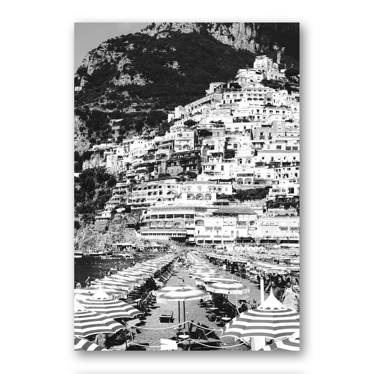 Black & White Positano Beach Photo Print