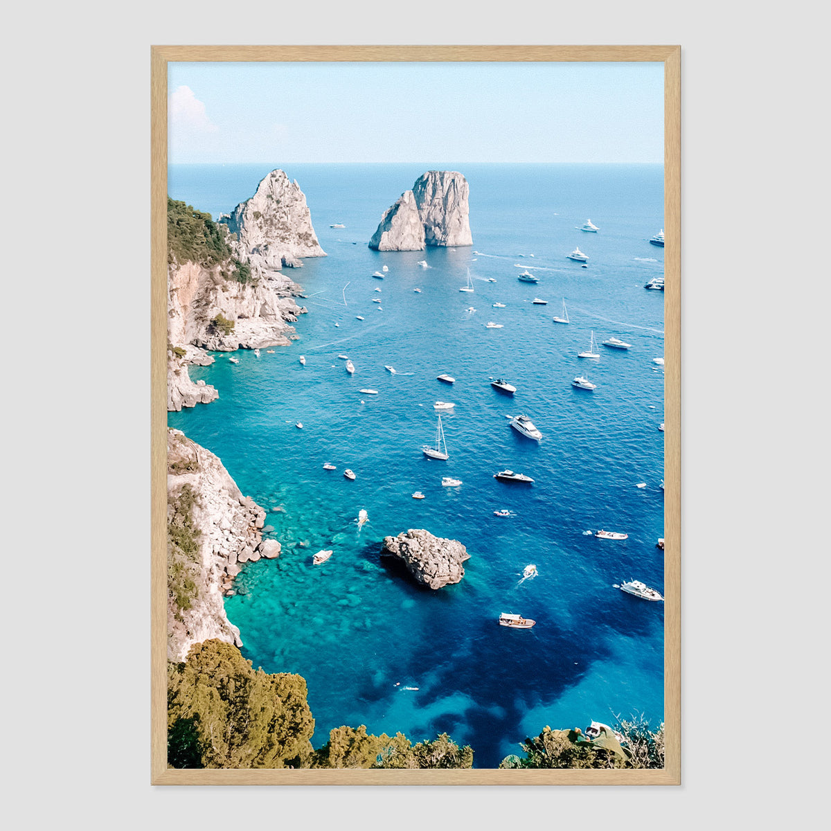 Blue Views Photo Print A1 Natural Timber Frame