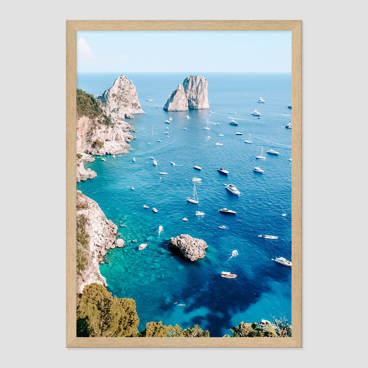 Blue Views Photo Print A2 Natural Timber Frame
