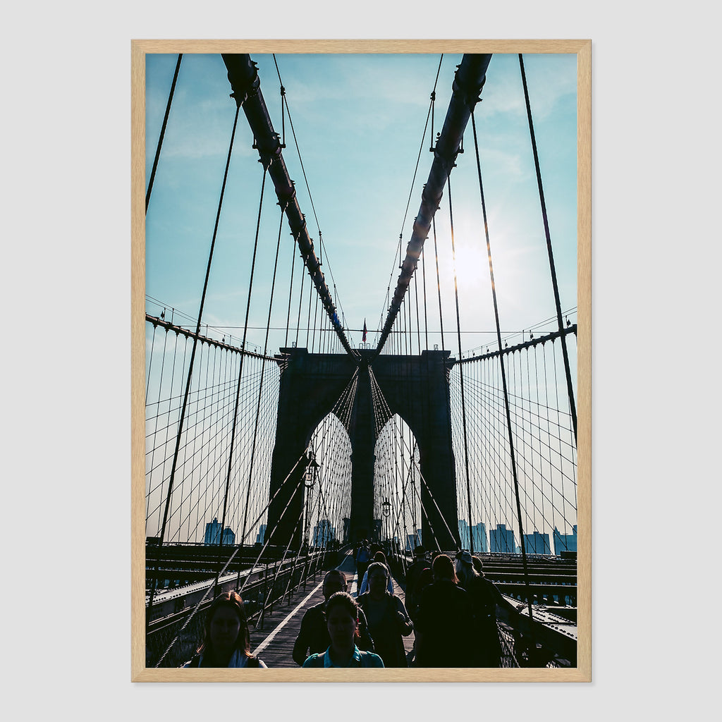 Brooklyn Bridge Photo Print A1 Natural Timber Frame