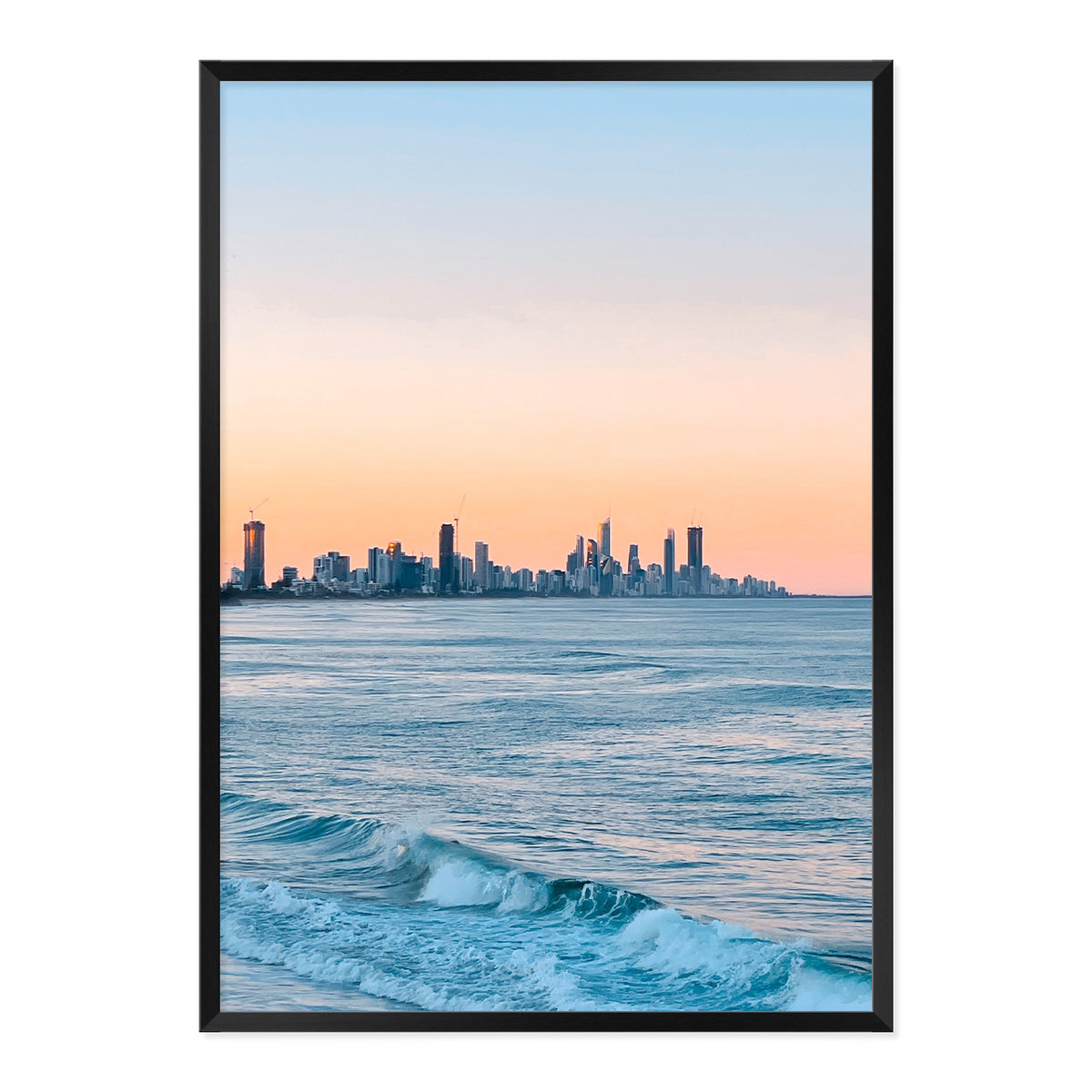 Burleigh Sunsets Photo Print A1 Black Frame