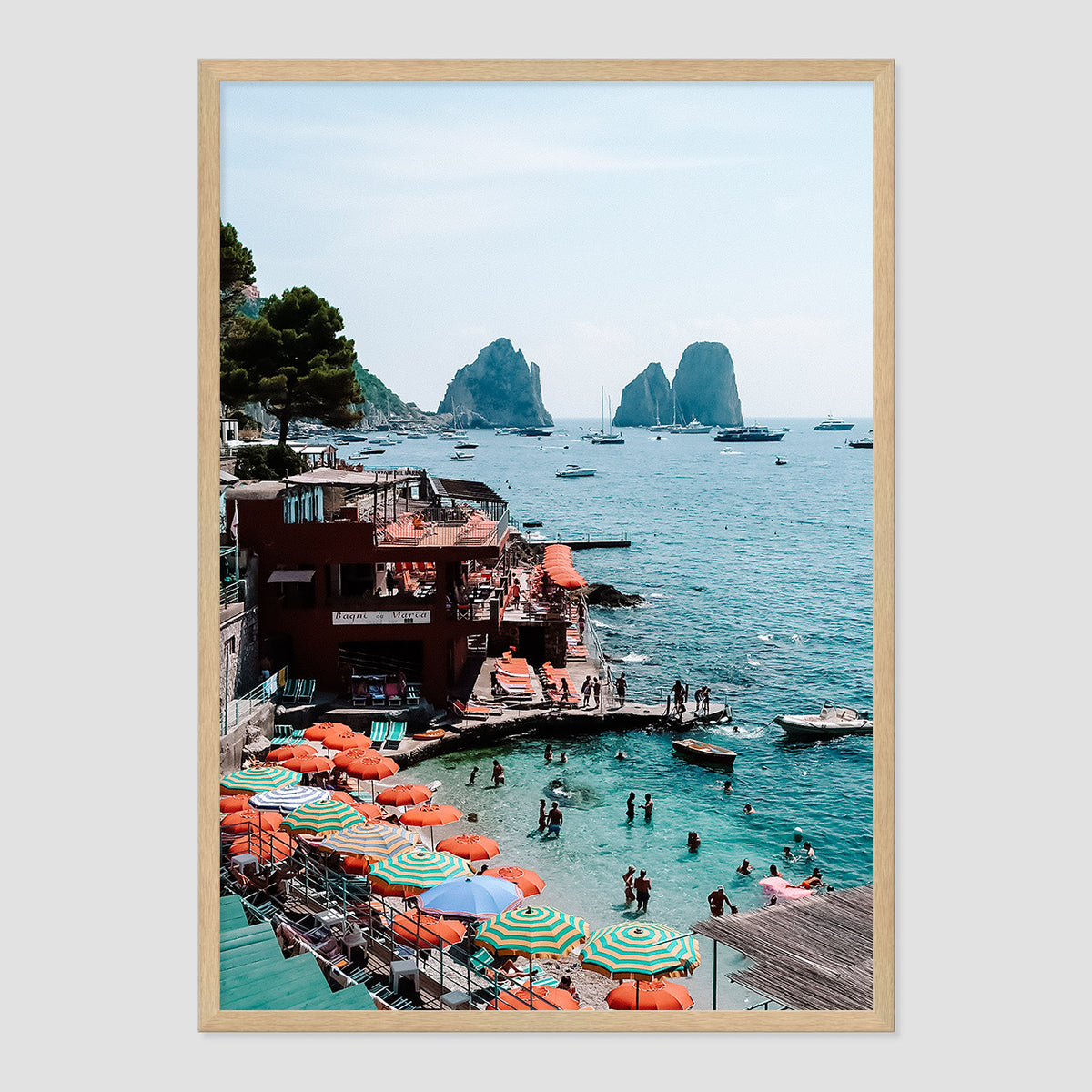Colours of Capri Photo Print A1 Natural Timber Frame