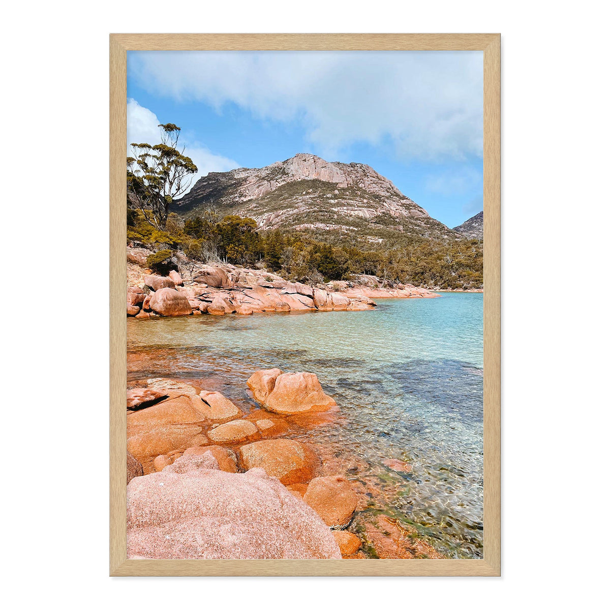 Honeymoon Bay Photo Print A2 Natural Timber Frame
