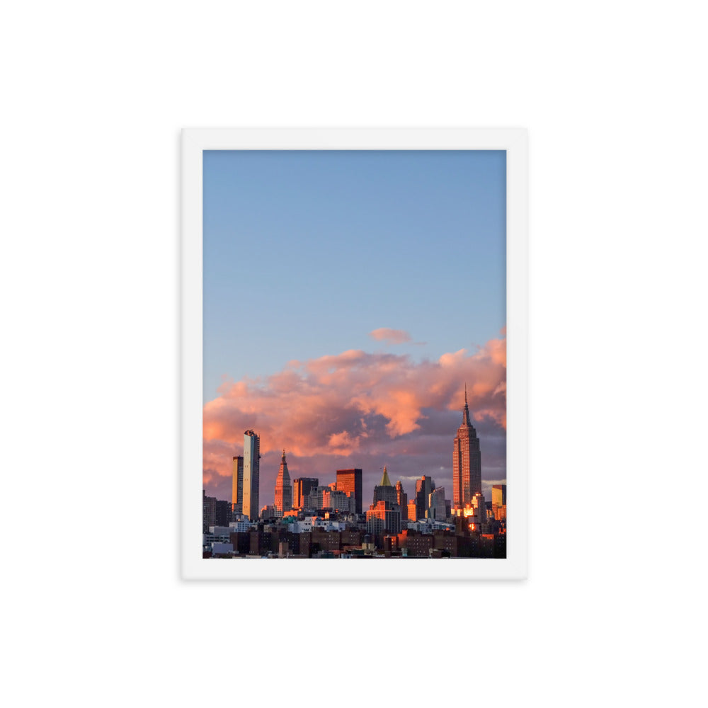 NYC Sunset Photo Print A3 Black Frame