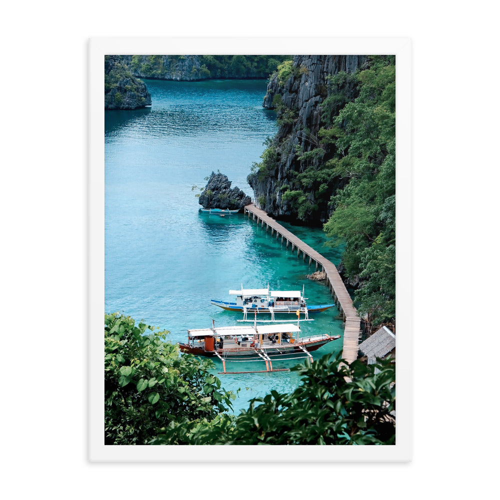 Coron Boats Photo Print A2 White Frame