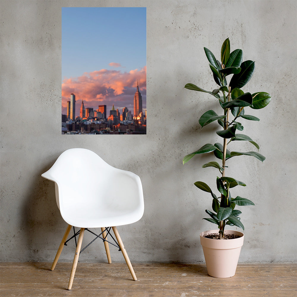 NYC Sunset Photo Print A2 Black Frame
