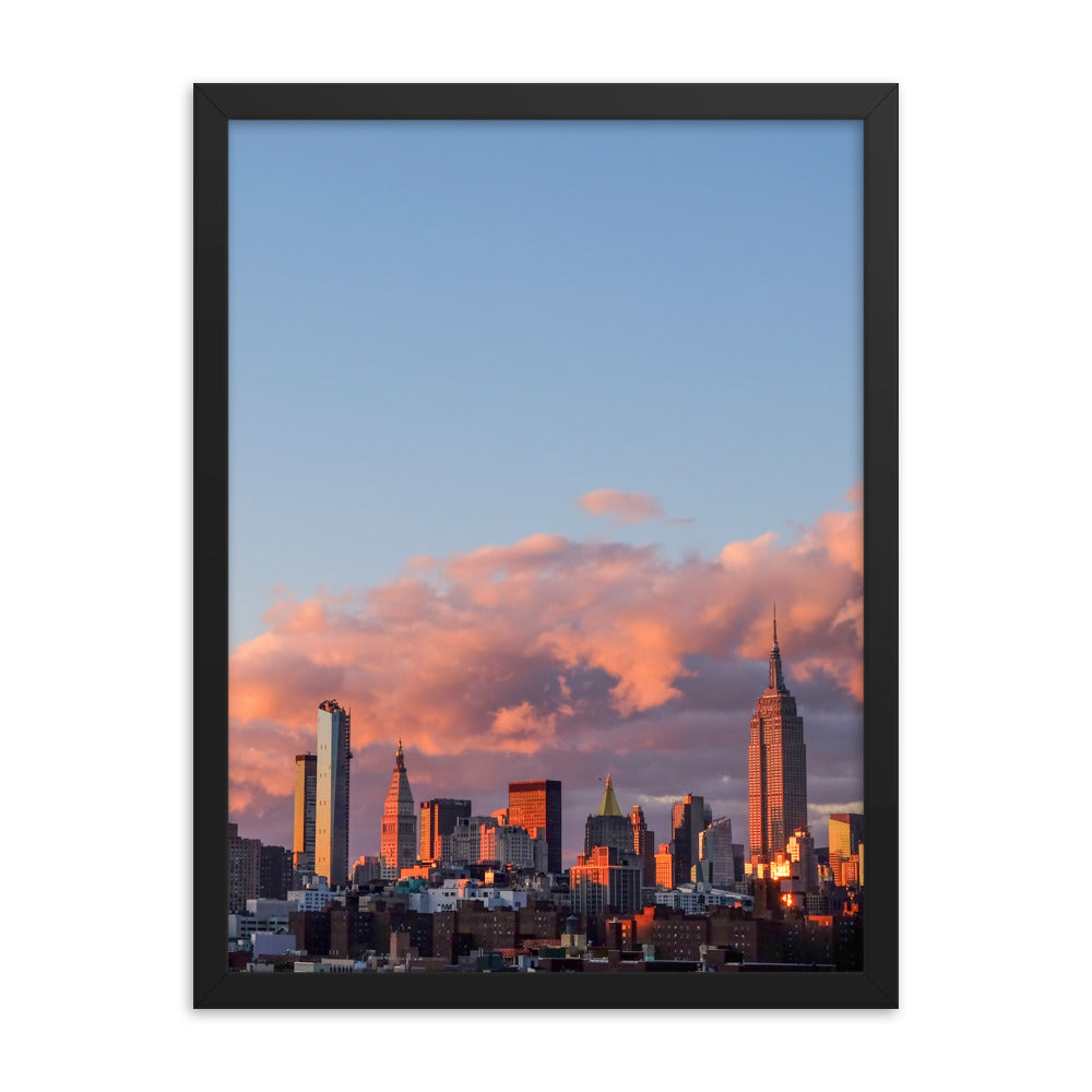 NYC Sunset Photo Print A2 White Frame
